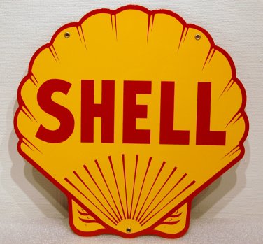 Shell Gasoline Steel Sign Yellow Clam Shaped