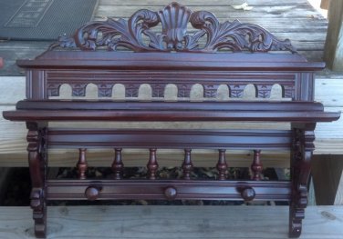 Mahogany Plate & Cup Wall Shelf Cabin Lodge Man Cave Home Decor