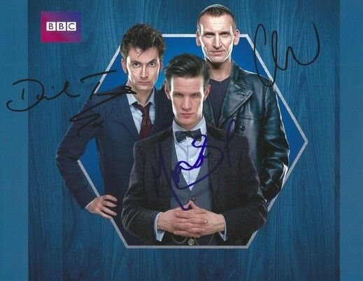 DAVID TENNANT MATT SMITH CHRIS ECCLESTON SIGNED PHOTO 8X10 RP DOCTOR WHO AUTO