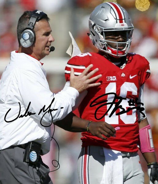 URBAN MEYER &  JT BARRETT SIGNED PHOTO 8X10 RP AUTOGRAPHED OHIO STATE BUCKEYES