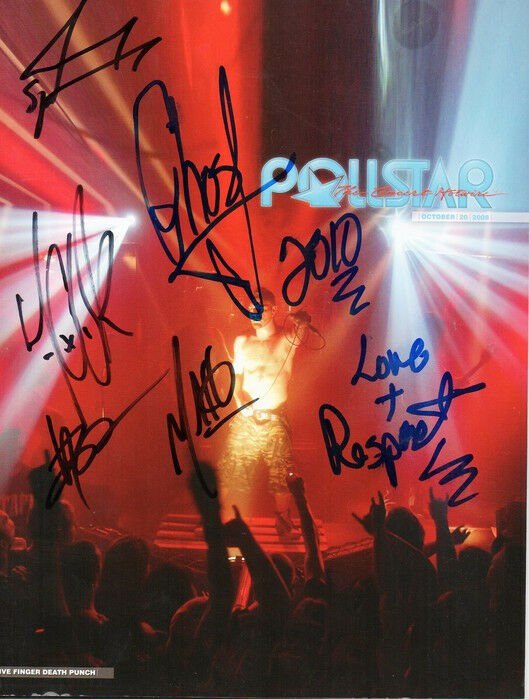 FIVE FINGER DEATH PUNCH SIGNED PHOTO 8X10 RP AUTOGRAPHED GROUP BAND ALL MEMBERS