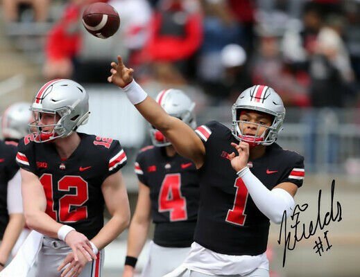 JUSTIN FIELDS SIGNED PHOTO 8X10 RP AUTOGRAPHED OHIO STATE BUCKEYES QUARTERBACK
