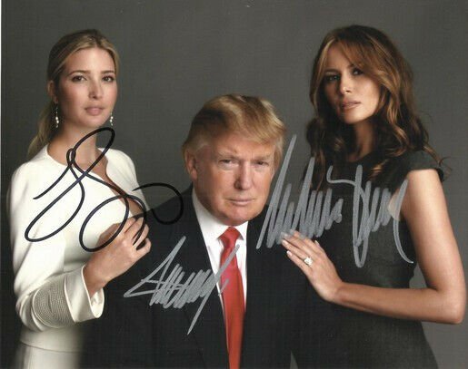 DONALD IVANKA MELANIA TRUMP SIGNED PHOTO 8X10 RP AUTOGRAPHED PRESIDENT U.S.