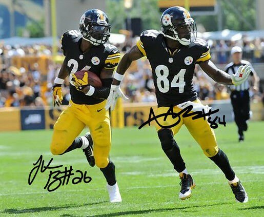 LE'VEON BELL & ANTONIO BROWN SIGNED PHOTO 8X10 RP AUTOGRAPHED PITTSBURGH STEELER