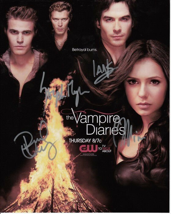VAMPIRE DIARIES CAST SIGNED POSTER PHOTO 8X10 RP AUTOGRAPHED IAN SOMERHALDER