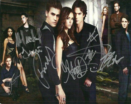 VAMPIRE DIARIES FULL CAST SIGNED PHOTO 8X10 RP AUTOGRAPHED ALL MEMBERS !