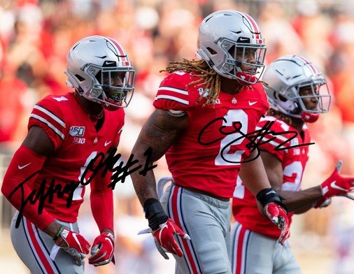 JEFFREY OKUDAH & CHASE YOUNG SIGNED PHOTO 8X10 RP AUTOGRAPHED JEFF OHIO STATE