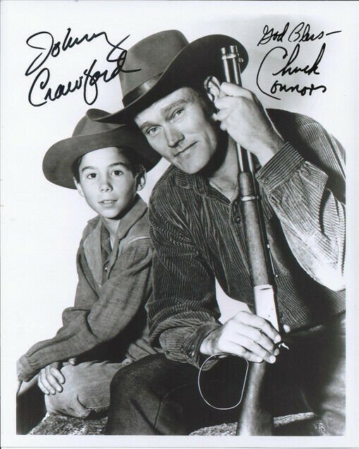CHUCK CONNORS &  JOHNNY CRAWFORD SIGNED PHOTO 8X10 RP AUTOGRAPHED THE RIFLEMAN