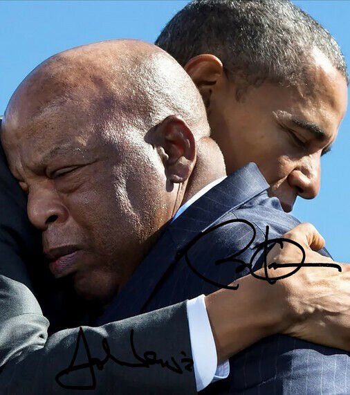 BARACK OBAMA & JOHN LEWIS SIGNED PHOTO 8X10 RP AUTOGRAPHED PICTURE