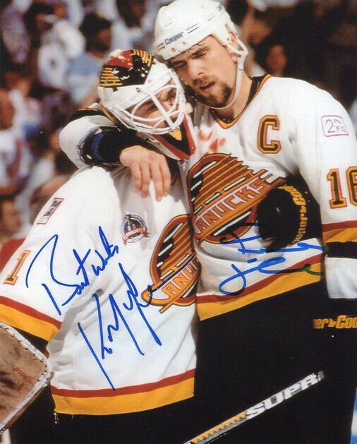 TREVOR LINDEN & KIRK MCLEAN SIGNED PHOTO 8X10 RP AUTOGRAPHED * VANCOUVER CANUCKS