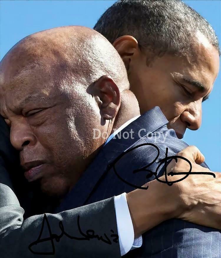 * JOHN LEWIS & BARACK OBAMA SIGNED PHOTO 8X10 RP AUTOGRAPHED PICTURE