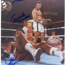 MUHAMMAD ALI GEORGE FOREMAN SIGNED PHOTO 8X10 RP AUTOGRAPHED + TRAINER & DOCTOR