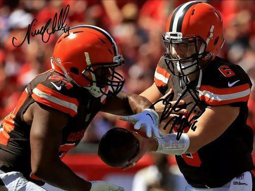 BAKER MAYFIELD NICK CHUBB SIGNED PHOTO 8X10 RP AUTOGRAPHED CLEVELAND BROWNS