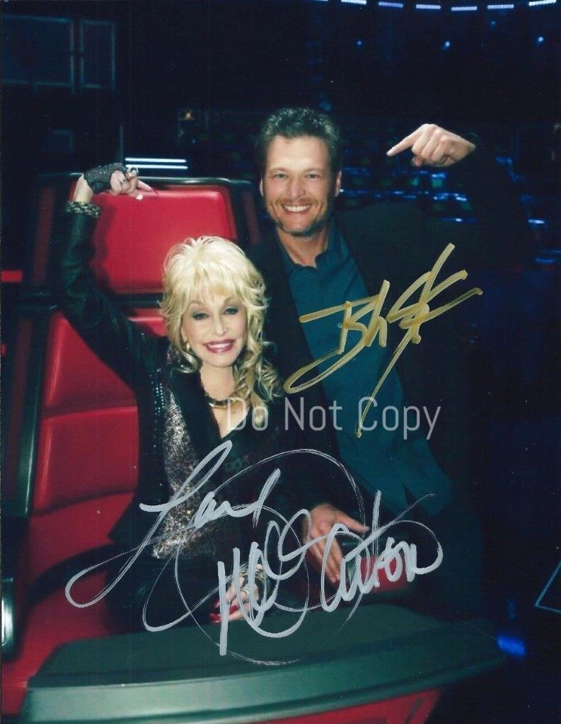 DOLLY PARTON BLAKE SHELTON SIGNED PHOTO 8X10 RP AUTOGRAPHED PICTURE COUNTRY
