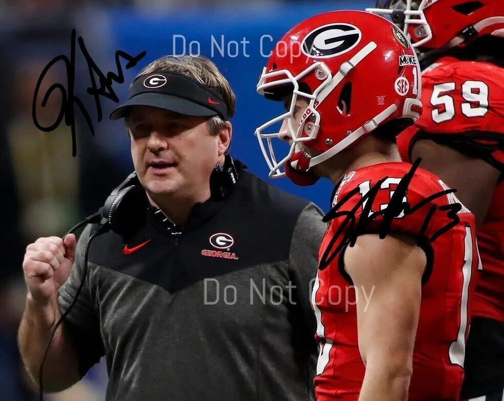 KIRBY SMART & STETSON BENNETT SIGNED PHOTO 8X10 RP AUTOGRAPHED PICTURE * GEORGIA