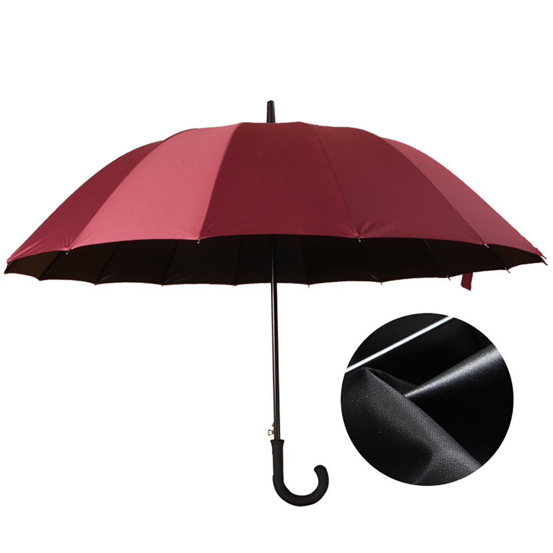 16 Rib Solid Color Compact Travel Umbrella Sun Rain Windproof Canopy Auto Open Jujube red