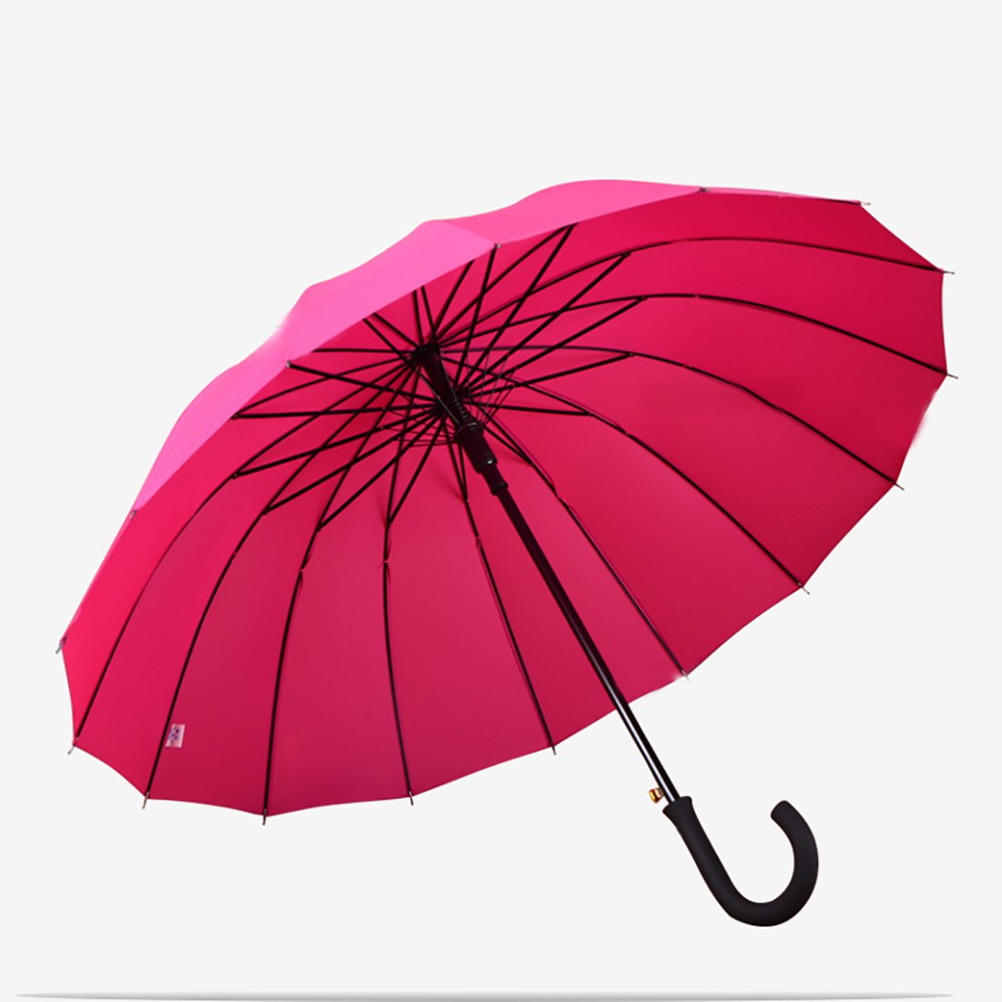 16 Rib Solid Color Compact Travel Umbrella Sun Rain Windproof Canopy Auto Open Rose red
