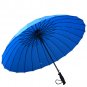 Unisex Compact Travel Cane Umbrella 24 Ribs Large Windproof Rain Canopy Auto Open Azure