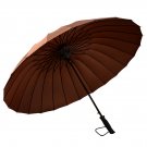 Unisex Compact Travel Cane Umbrella 24 Ribs Large Windproof Rain Canopy Auto Open Coffee