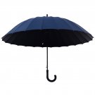 Unisex Compact Travel Cane Umbrella 24 Ribs Large Windproof Sun Rain Canopy Auto Open Dark Blue