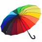 16 Ribs Rainbow Color Travel Umbrella Unisex Windproof Rain Canopy Straight handle Curved handle