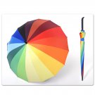 Unisex Rainbow Color Sun Rain Travel Umbrella Compact Canopy 16 Ribs Straight handle