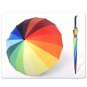 Unisex Rainbow Color Sun Rain Travel Umbrella Compact Canopy 16 Ribs Straight handle