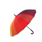 Unisex Rainbow Color Sun Rain Travel Umbrella Compact Canopy 16 Ribs Curved handle