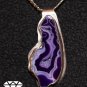 Free-form purple druzy onyx set in a handcrafted fine silver pendant