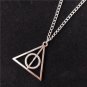 FOR Harry Potter Necklace, Triangle Round Pendant, Vintage Charm Pendant Light silver