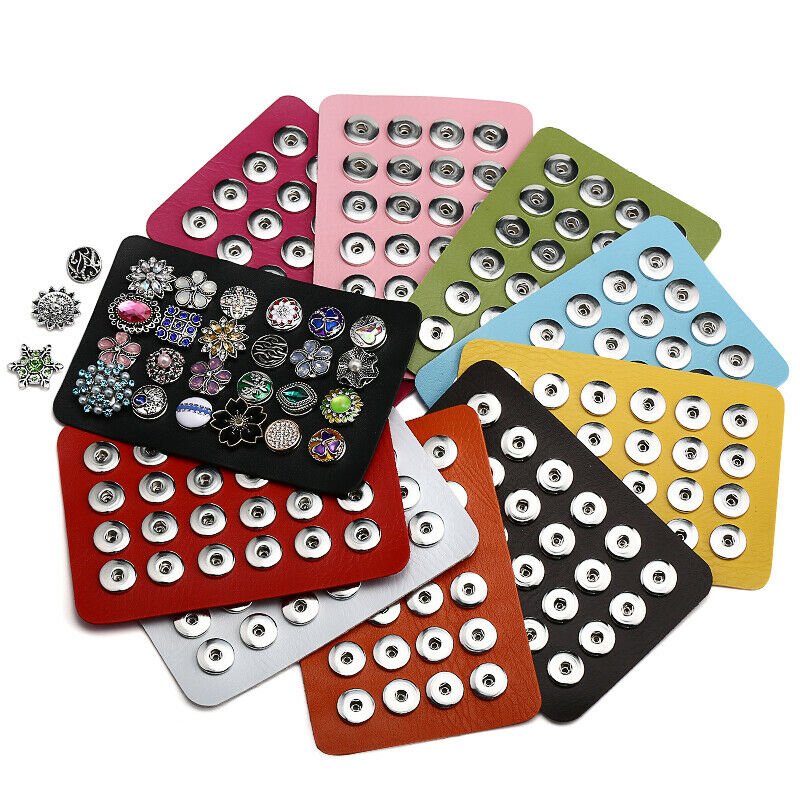 leather Metal Snap Buttons Display Board Show Jewelry fit 24pcs 18mm-20mm Button