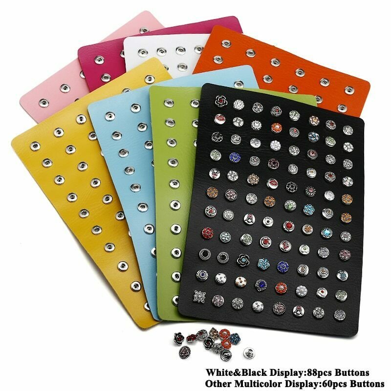PU Leather Metal Snap Buttons Display Board Show Jewelry fit 12mm Snap Buttons