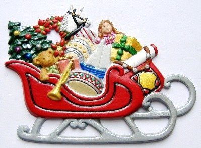 Sleigh | Refrigerator Magnet | Custom Handpainted Magnet | Seasonal Magnets