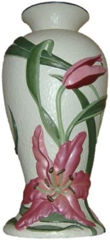 Lily Vase Hand Painted Ceramic Height: 13" Width: 20" Depth: 5"
