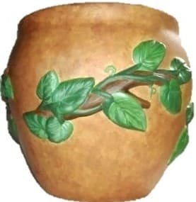 Vine & Leaf Flower Pot, Planter Hand Painted