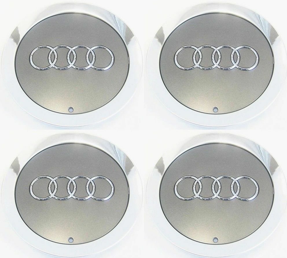 4x145mm AUDI Grey Wheel Center Caps Logo Emblem Badge Hub Caps Rim Caps