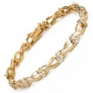 Cubic Zirconia Tennis Bracelet 14K/925 Plated Silver