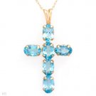 Topaz Cross Pendant Necklace 10K Yellow Gold