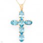 Topaz Cross Pendant Necklace 10K Yellow Gold