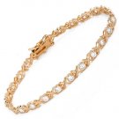Cubic Zirconia Tennis Bracelet XO 14K/925 Plated Silver