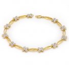 Floral Diamond Tennis Bracelet 10K Yellow Gold