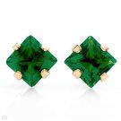 Emerald Stud Earrings 10K Yellow Gold