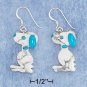 Sterling Silver Blue & White Stone Beagle Dog w/French Wire Earrings