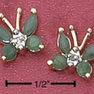 Sterling Silver Vermeil Butterfly Post Earrings w/Genuine Emeralds