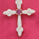Sterling Silver Ruby & Illusion Setting Cross Pendant
