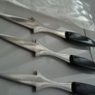 Three corn holders stainless steel with black plastic handles, made in Japan