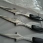 Three corn holders stainless steel with black plastic handles, made in Japan