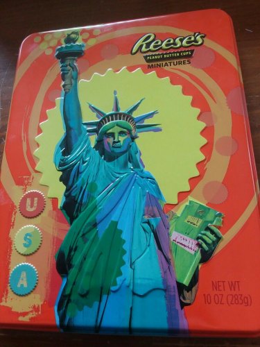 Reese's Peanut Butter Cup Metal Tin Container Can Lady Liberty