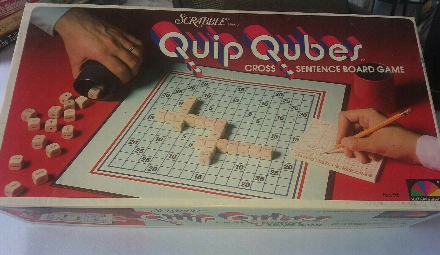 1981 Scrabble Quip Qubes Word Game Crossword Sentence BoardGame Complete Vintage