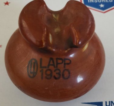 Vintage  Lapp 1930 Ceramic threaded Pole electric Insulator Round Bottom
